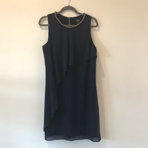 Navy Beaded Neckline Dress